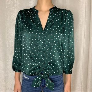 Elodie Emerald Green and White Polka Dot Blouse